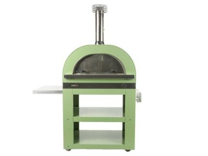 Clementi Gold - Holzbackofen mit Gestell für den Außenbereich - Backfläche 80 x 60 - 4 Pizzen - Grün