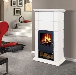 DOMOFIRE Lugano Kaminofen Keramik Weiß 7 kW