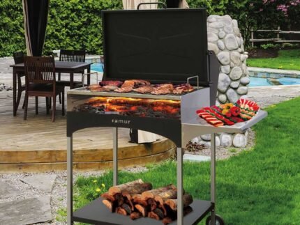 Famur BK 8 ELITE - Grill 2 in 1 zum Grillen mit Holz oder Kohle