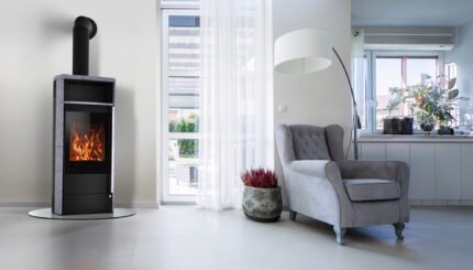 Fireplace Teramo Kaminofen Speckstein Schwarz 6 kW