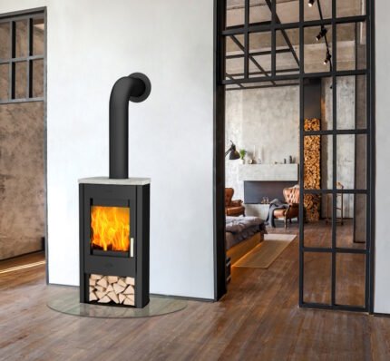 Fireplace Tuvalu Kaminofen Speckstein Schwarz 6 kW