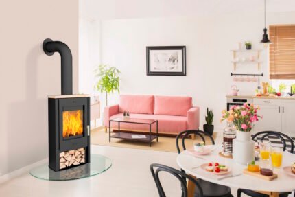 Fireplace Tuvalu RLA Kaminofen Sandstein Schwarz 6 kW