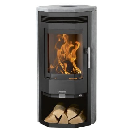 Justus Usedom 5 D Dauerbrandofen 5,5 kW – Speckstein, Korpus Stahl Schwarz, mit Automatik