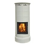 Kaminofen Kachelofen DOMOFIRE Genf Keramik weiß 9 kW mit Wärmespeicher
