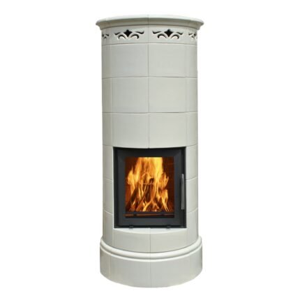 Kaminofen Kachelofen DOMOFIRE Genf Keramik weiß 9 kW mit Wärmespeicher