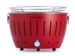 LotusGrill LG G28 U RD – Tragbarer Mini-Holzkohlegrill für den Außenbereich – Rotes Außengehäuse