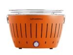 LotusGrill LG G34 U OR – Tragbarer Holzkohlegrill für draußen – Orangefarbene Außenhülle