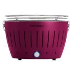 LotusGrill LG G34 U PU – Tragbarer Holzkohlegrill für den Außenbereich – Violettes Außengehäuse