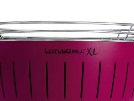 LotusGrill LG G435 U PU – Tragbarer XL-Holzkohlegrill für den Außenbereich – Violette Außenhülle
