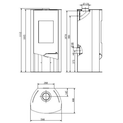 Wamsler N-Line Dauerbrandofen 5 kW – Naturstein, Korpus Stahl Schwarz