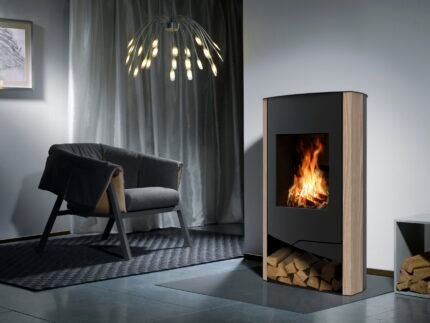 Wamsler N-Line Dauerbrandofen 5 kW – Sandstein, Korpus Stahl Schwarz
