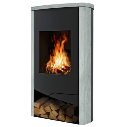 Wamsler N-Line Nevada Dauerbrandofen 5 kW – Naturstein, Korpus Stahl Schwarz