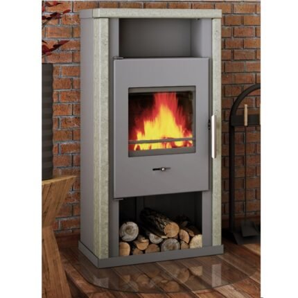 Wamsler Yuna Dauerbrandofen 6 kW – Naturstein, Korpus Stahl Grau