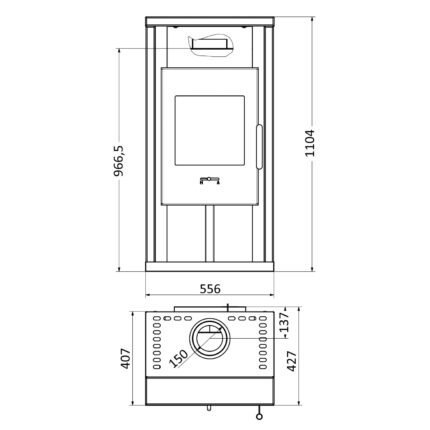 Wamsler Yuna Dauerbrandofen 6 kW – Naturstein, Korpus Stahl Grau