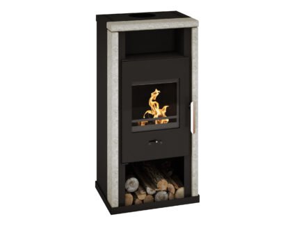 Wamsler Yuna Dauerbrandofen 6 kW – Naturstein, Korpus Stahl Schwarz