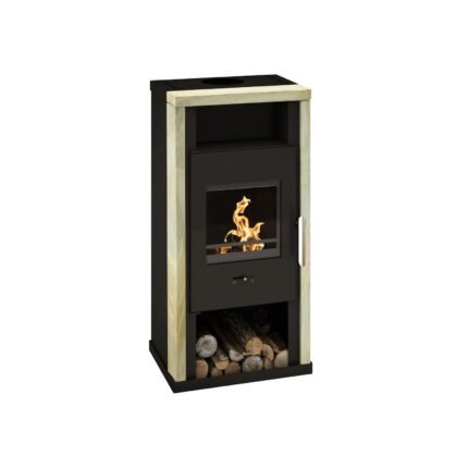 Wamsler Yuna Dauerbrandofen 6 kW – Sandstein Rainbow, Korpus Stahl Schwarz