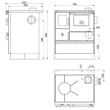 Westminster K76F-70 Küchenofen / Holzherd 7,6 kW – Stahl Backfach Links Weiß