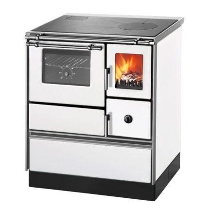 Westminster K76F-70 Küchenofen / Holzherd 7,6 kW – Stahl Backfach Links Weiß