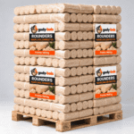 Nadelholzbriketts rund – Rounders 960 kg Palette (96 × 10 kg)